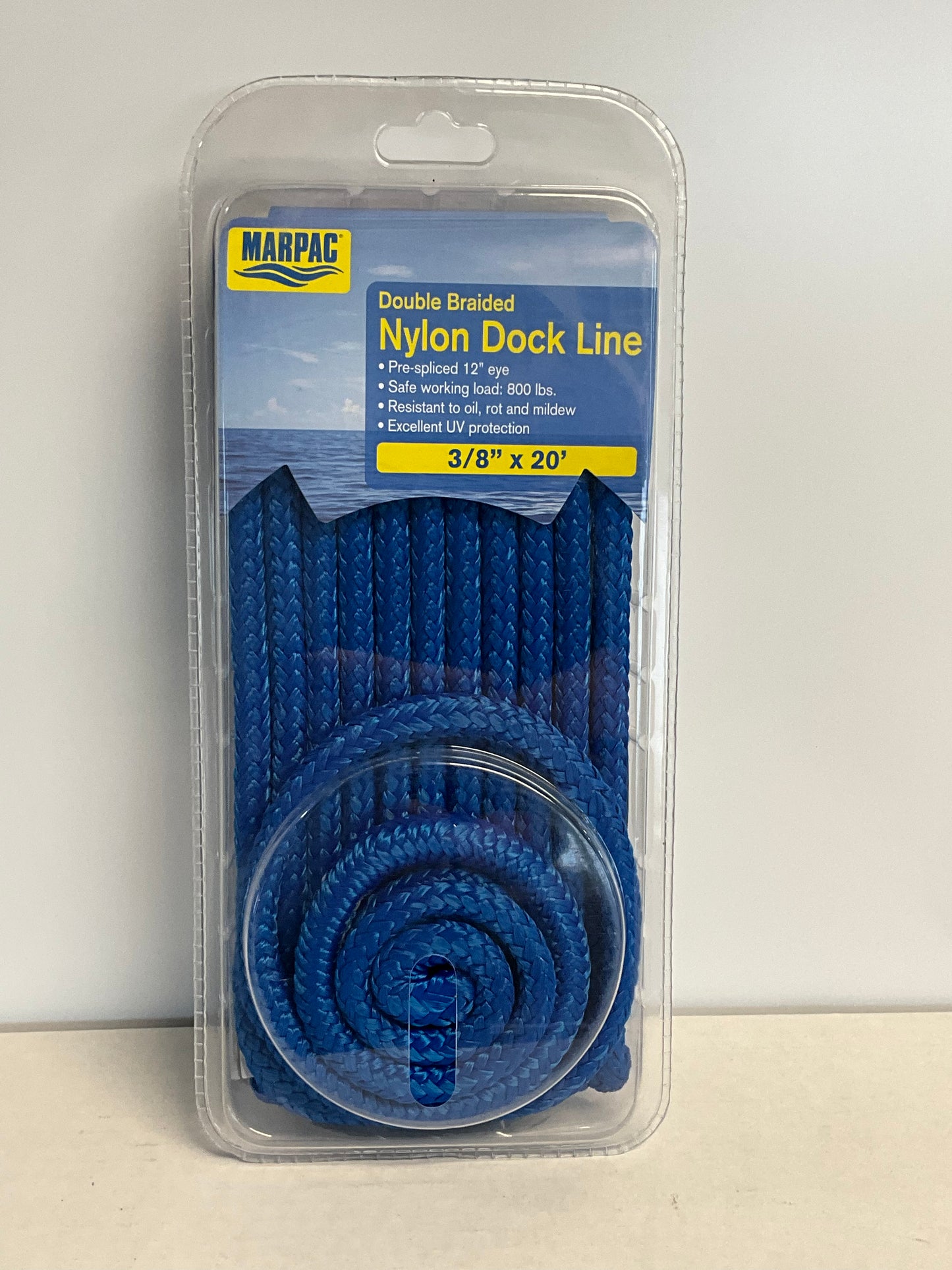 Double Braided Blue Dock Line 3/8” x 20’